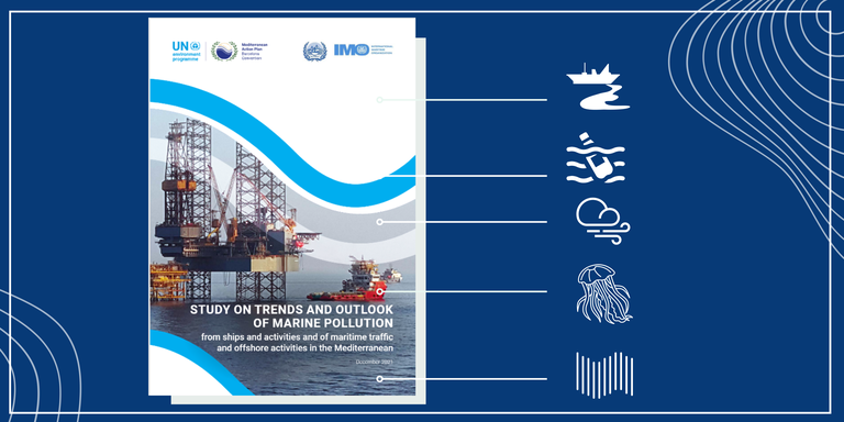 Banner of STUDY ON TRENDS AND OUTLOOK OF MARINE POLLUTION from ships and activities and of maritime traffic and offshore activities in the Mediterranean.